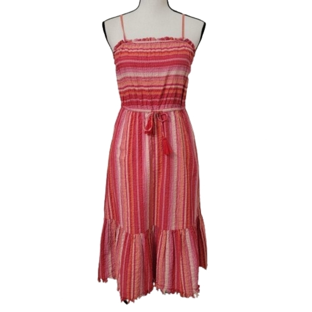 Greylin Size Xs Midi Length Sundress, Fringed Hem… - image 1